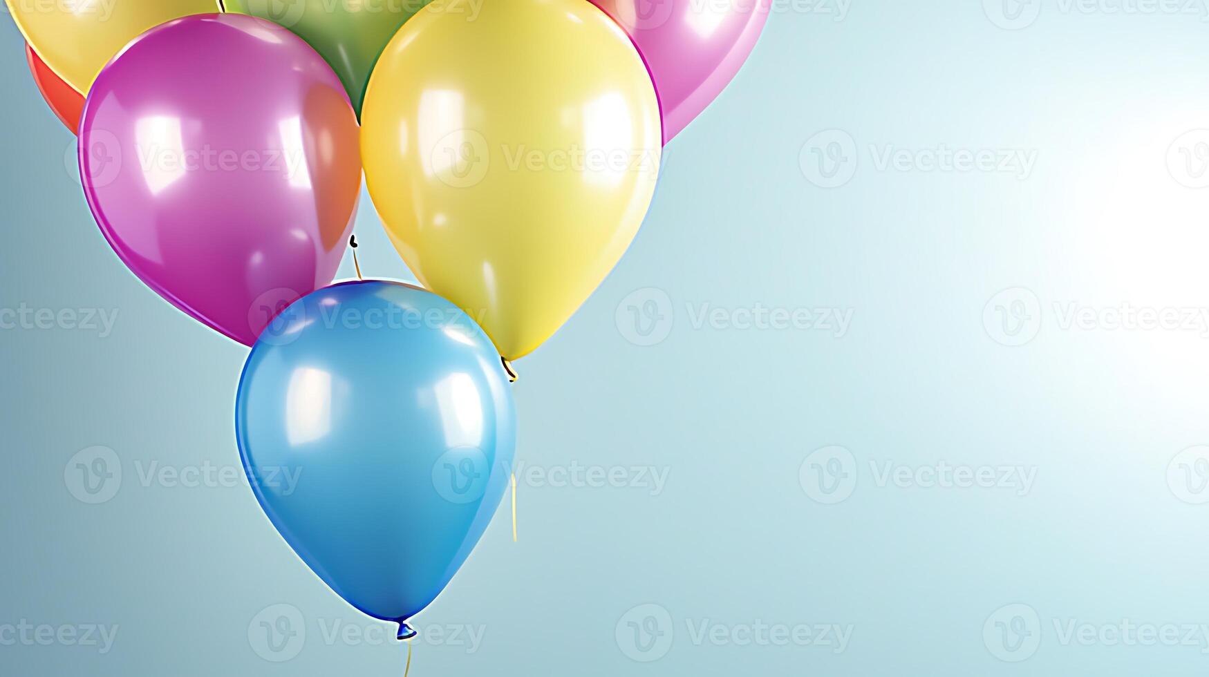 Colorful balloons floating against a soft blue background, creating a festive atmosphere photo