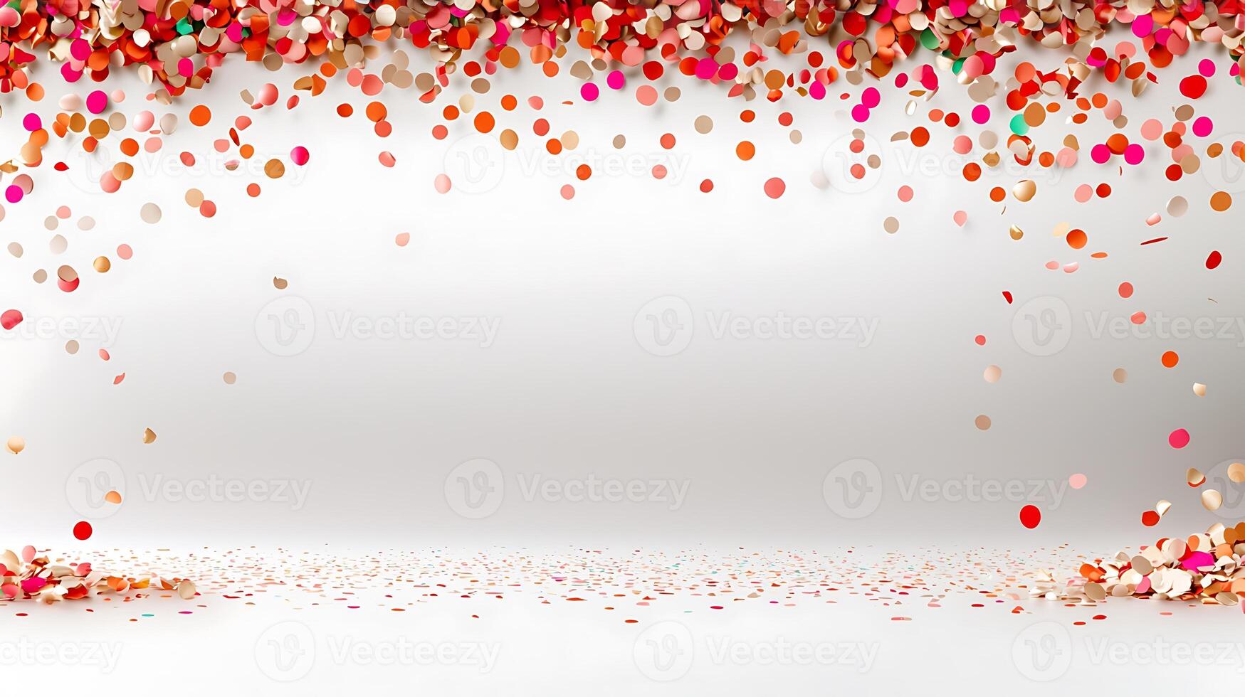 Colorful confetti falling against a white backdrop, creating a festive and celebratory atmosphere photo