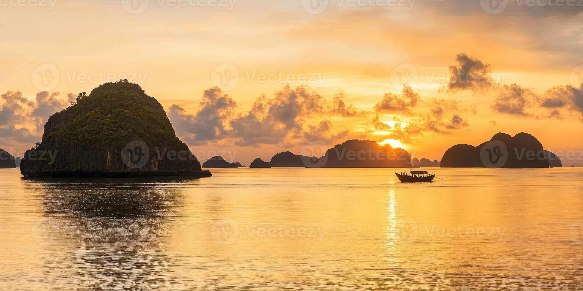 Golden Sunrise over Tropical Islands photo