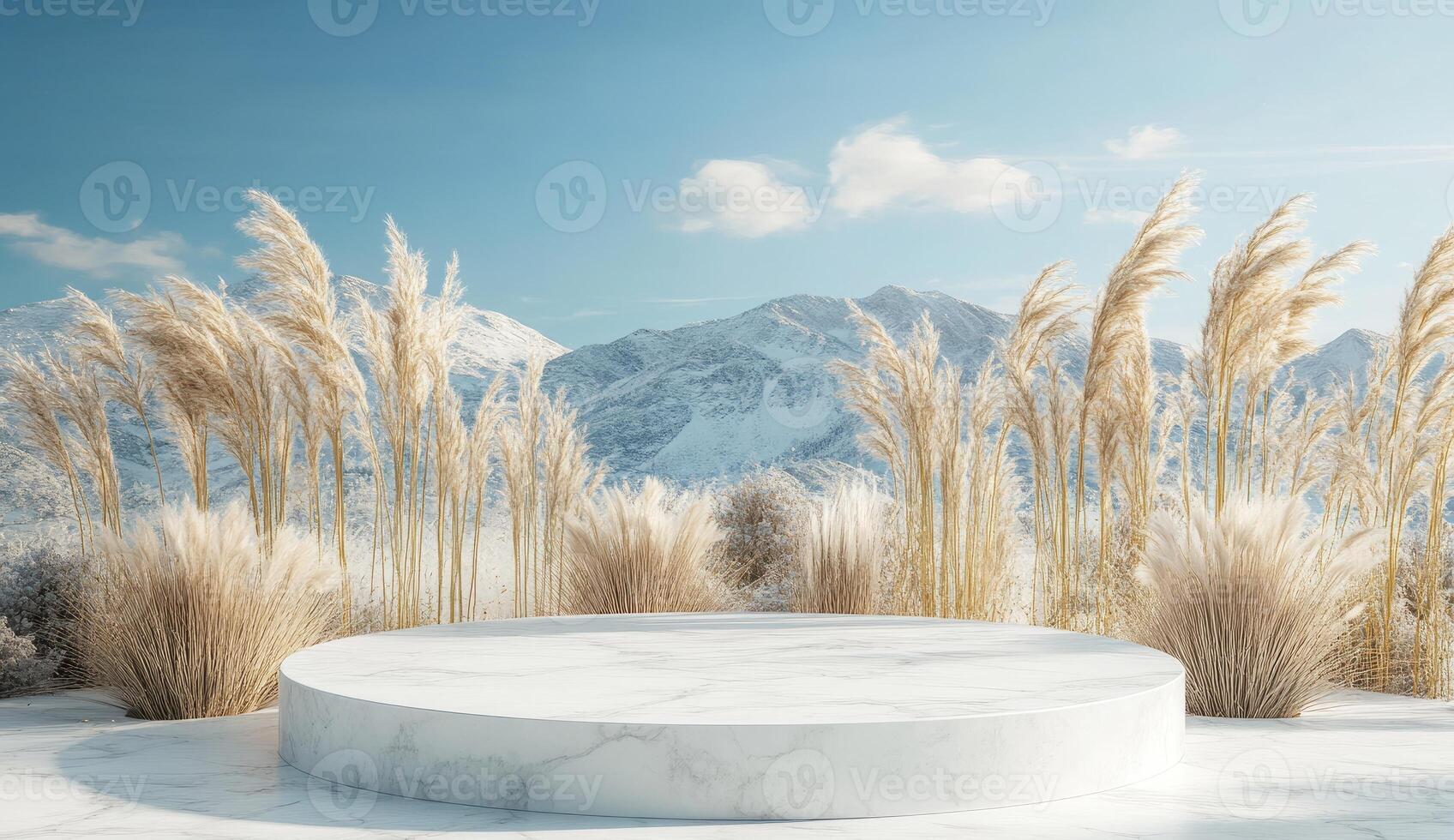 Winter landscape podium photo