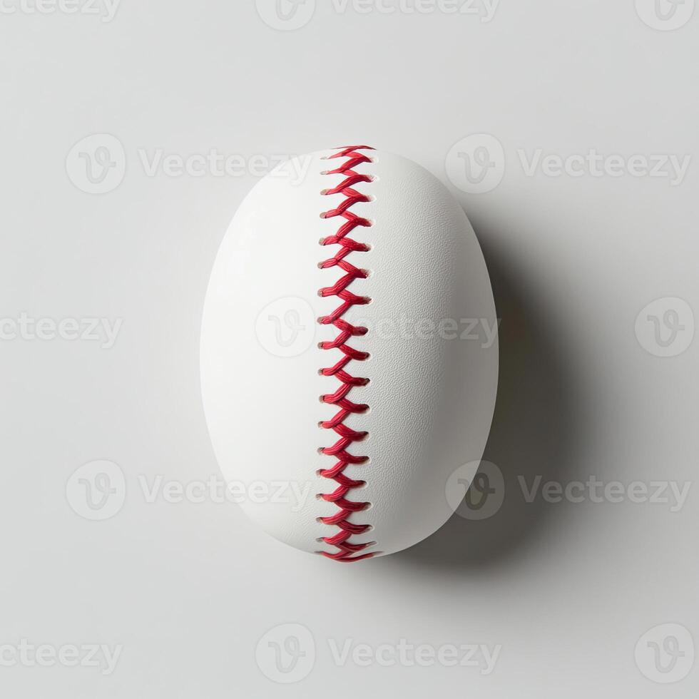 White baseball, stitched with red thread photo
