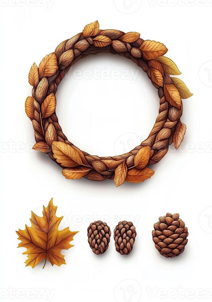 Autumn wreath and fall elements photo