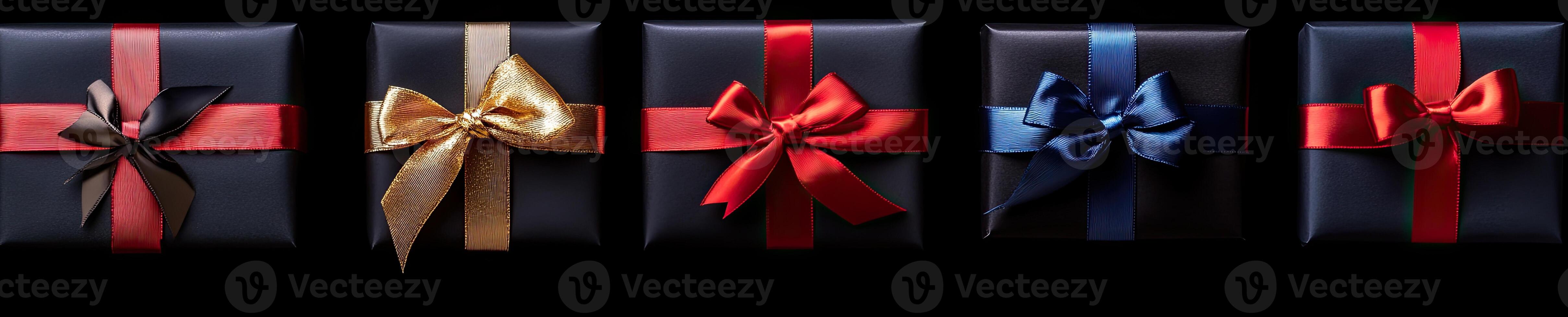 Holiday Gift Boxes with Assorted Ribbons photo