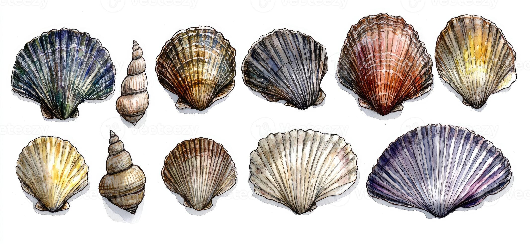 A set of different types of shells photo
