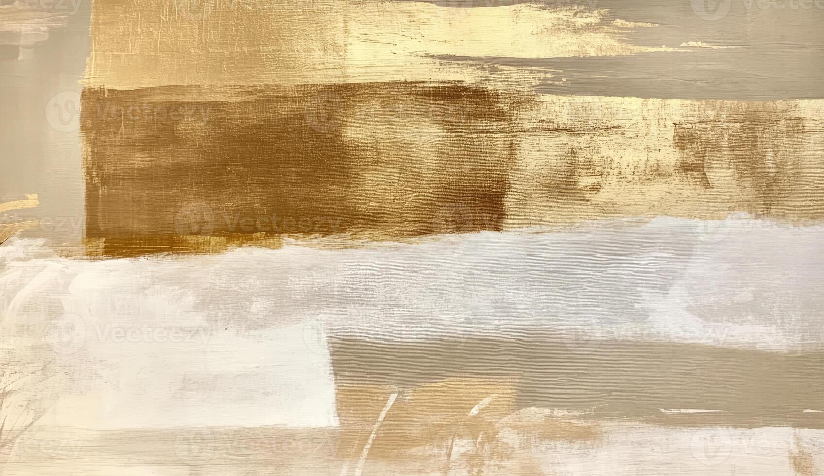 Abstract painting with horizontal, textured, and layered brushstrokes in warm beige and muted tones photo