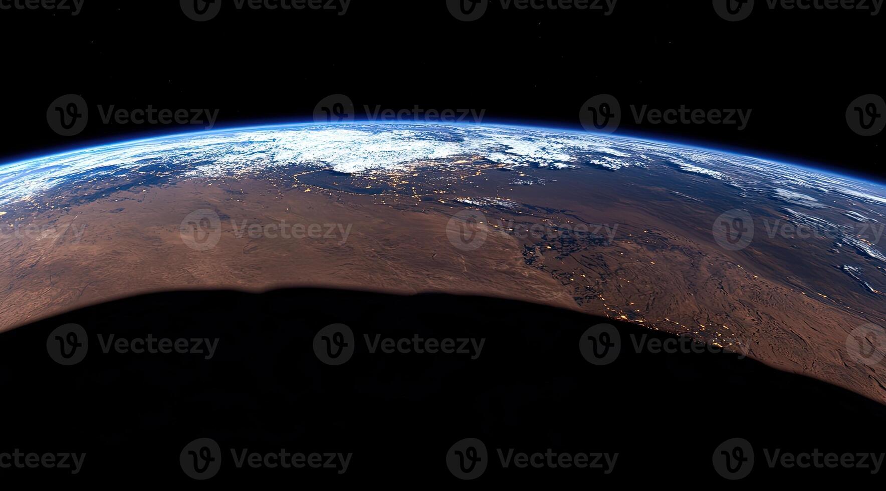 Earth's curvature, shadow, and lights photo