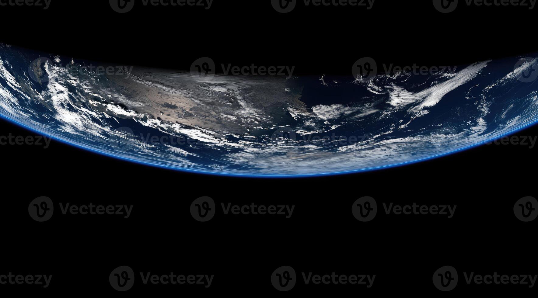 Earth's curvature from space, showing atmospheric patterns photo