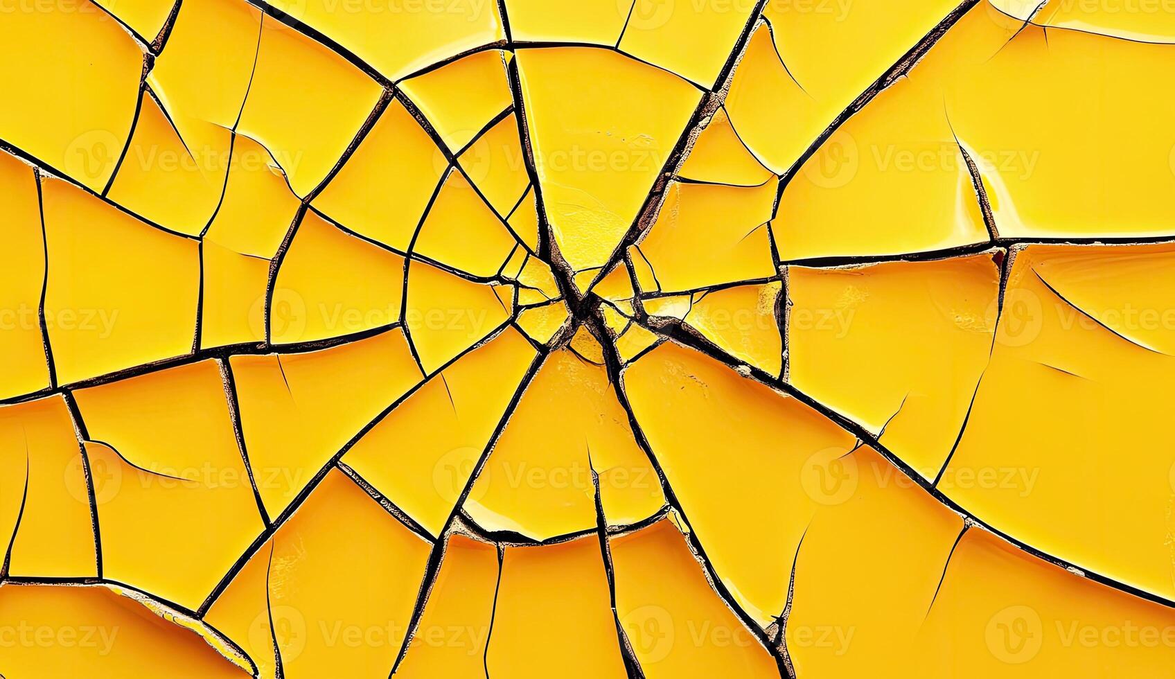 Cracked yellow paint surface photo