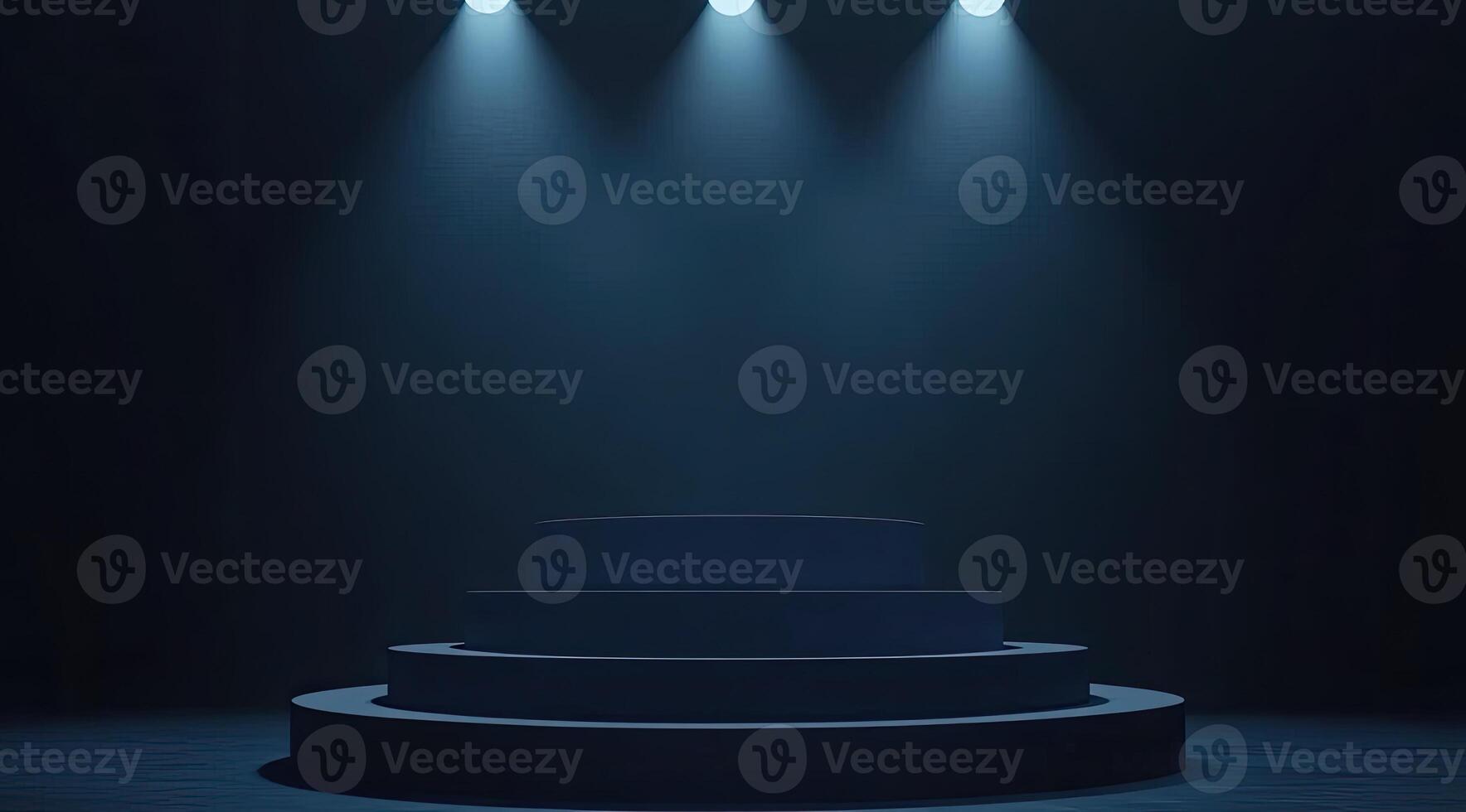 Dark, stage-like podium under spotlights photo