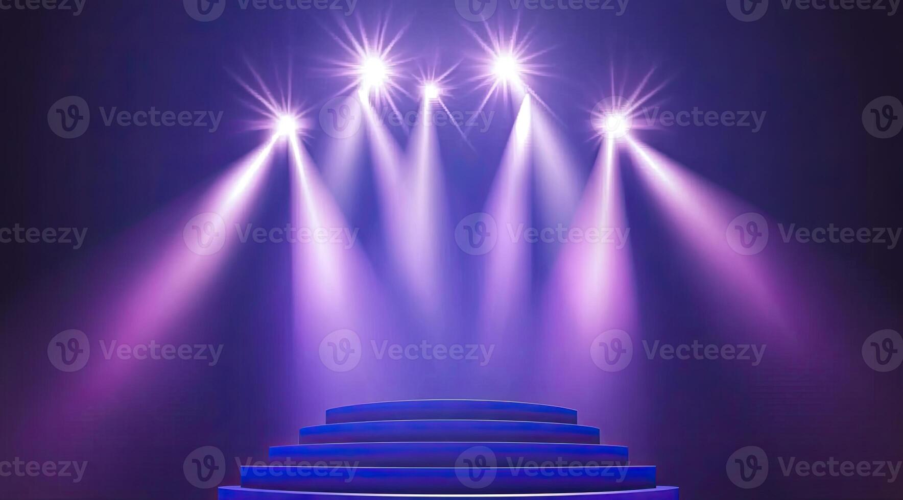 Empty stage illuminated by spotlights photo