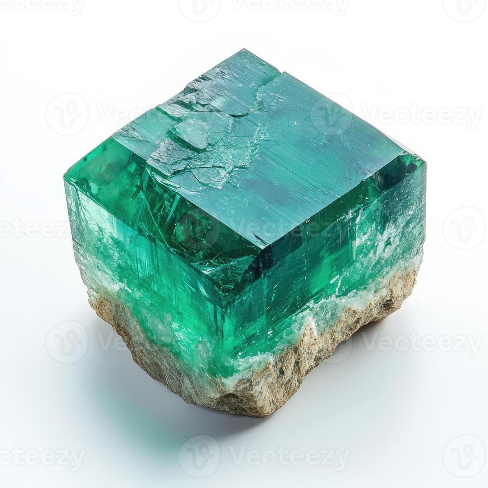 Emerald-green, square crystal photo