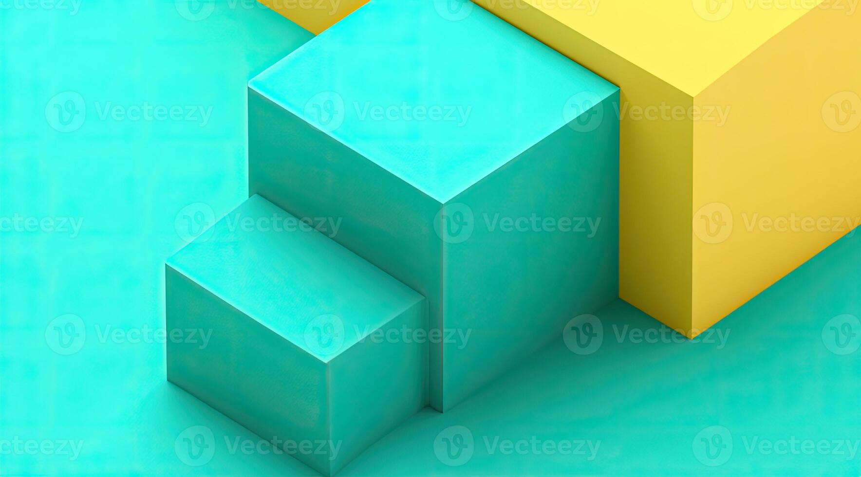 Geometric shapes in teal and yellow photo