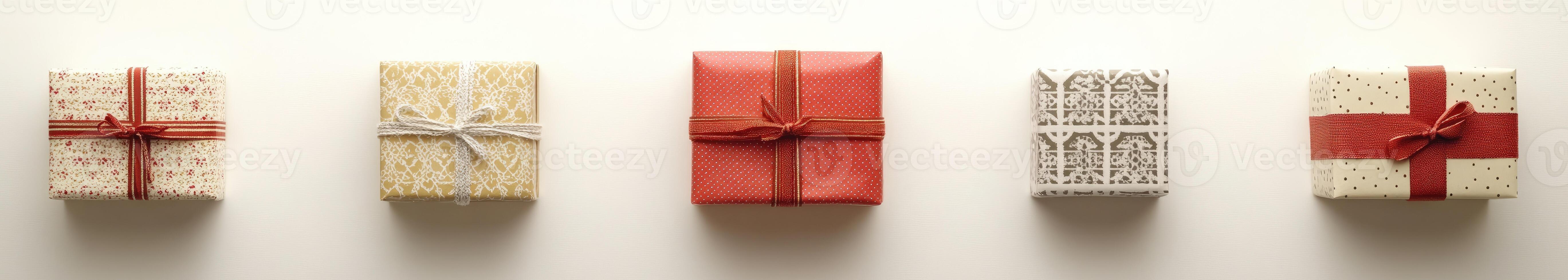 Four Wrapped Presents in Various Colors photo