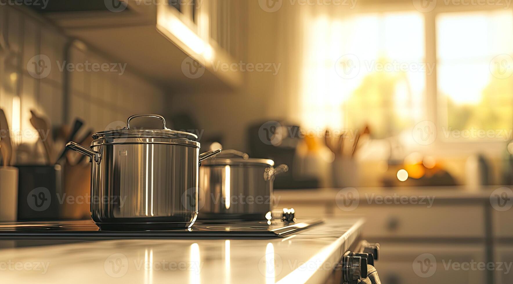 Cozy kitchen, sunny morning photo