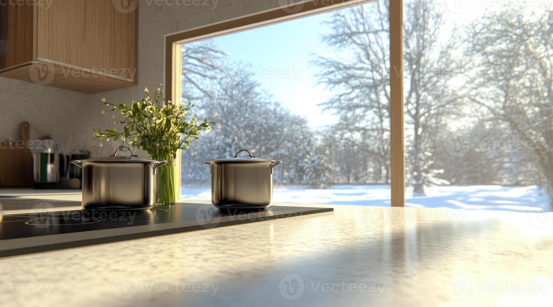 Winter kitchen view photo