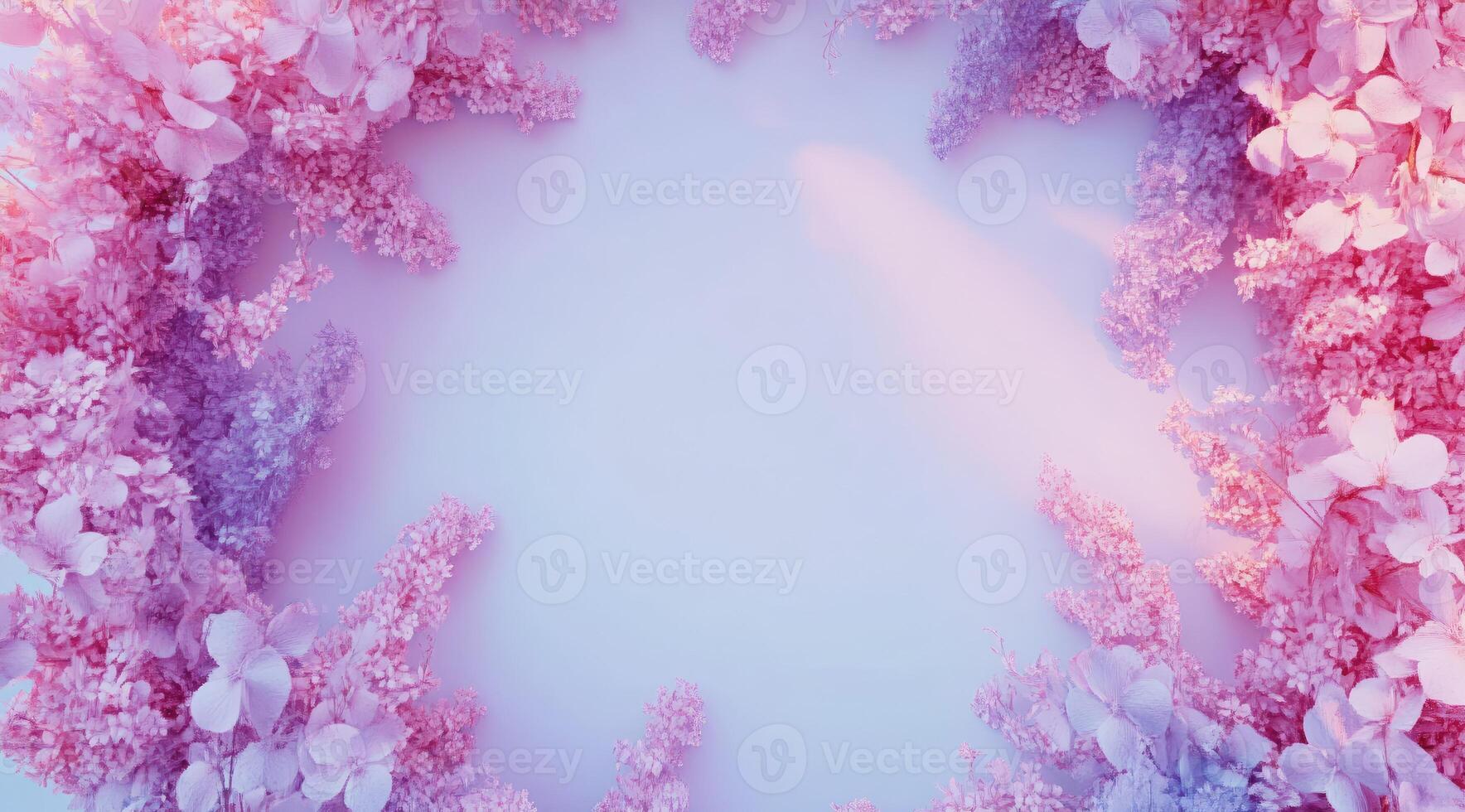 Delicate floral frame on pastel backdrop photo