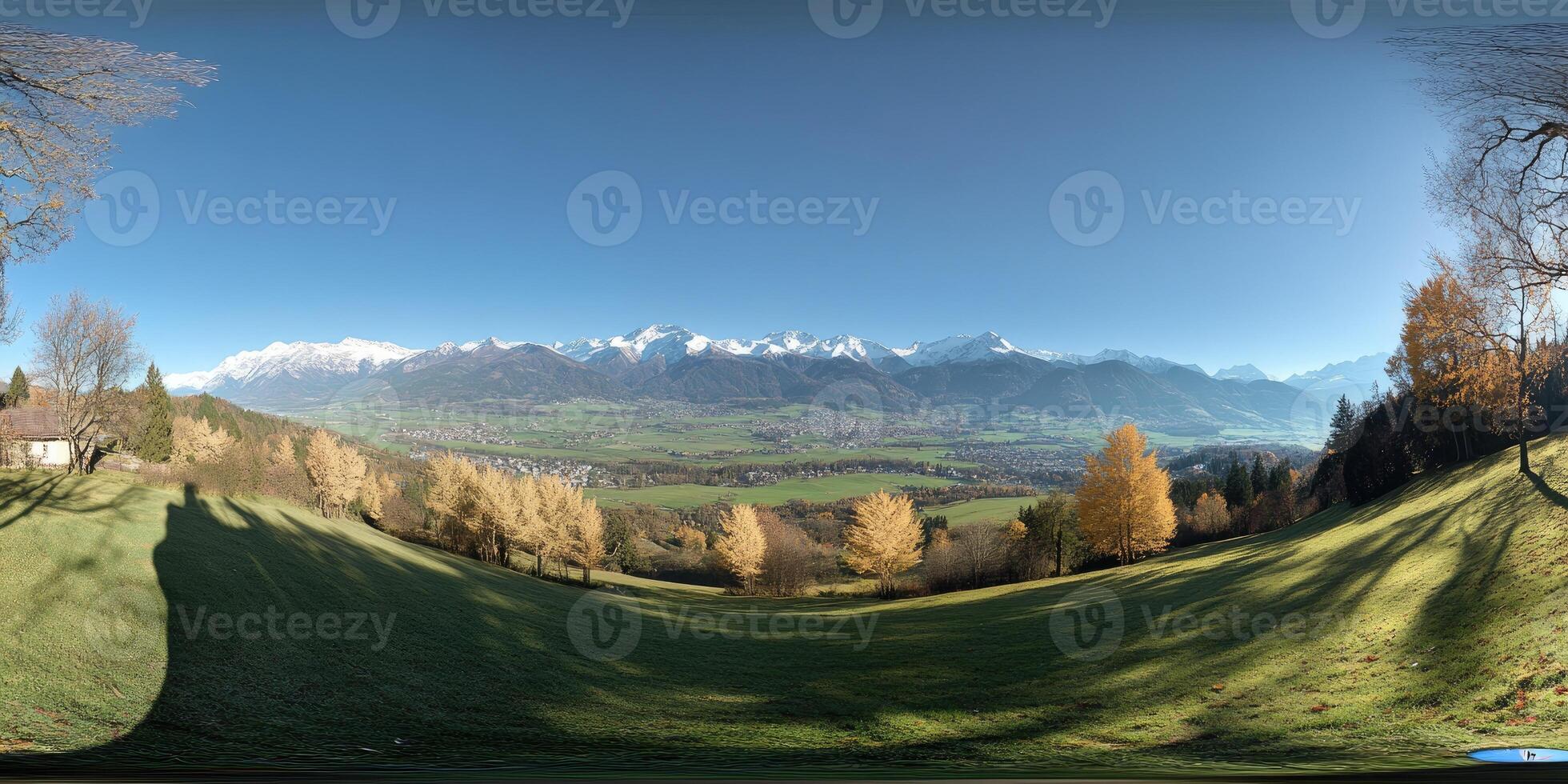 Panoramic Autumnal Mountain Valley photo