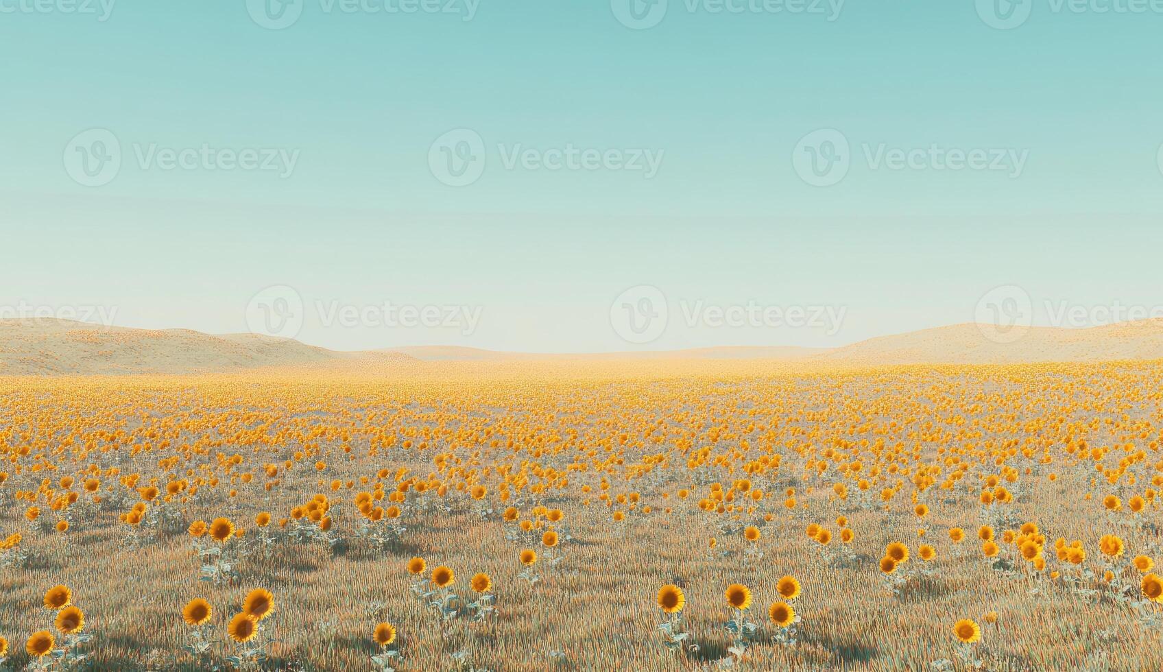 Vast sunflower field stretches to horizon photo