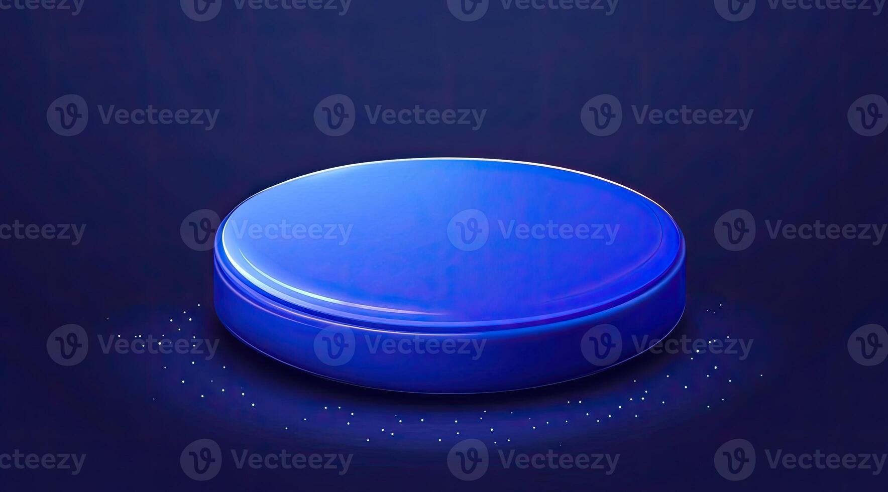 Round, vibrant blue podium photo