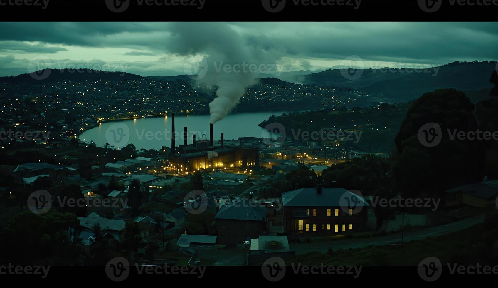 Industrial landscape at dusk photo