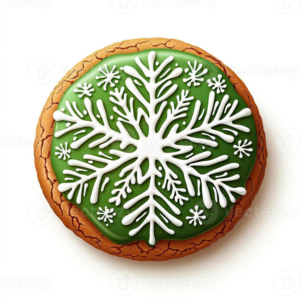 Festive iced snowflake cookie photo