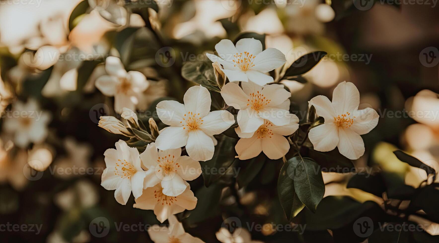 Delicate white blossoms in a garden photo