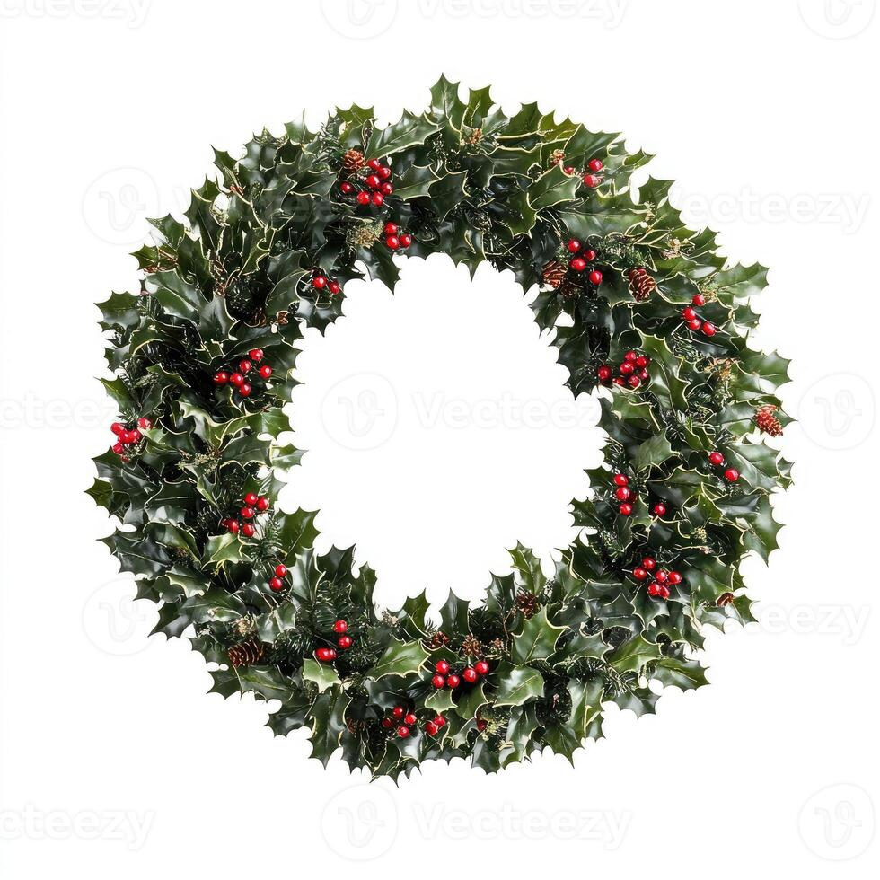Christmas holly wreath photo