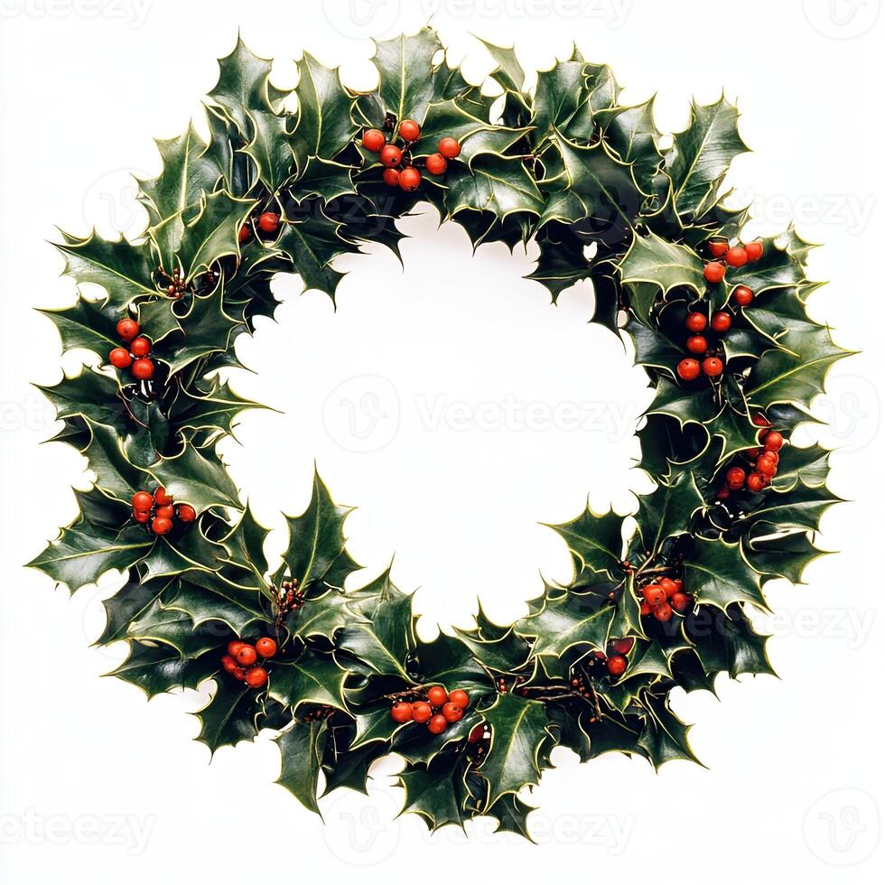 Circular holly wreath photo