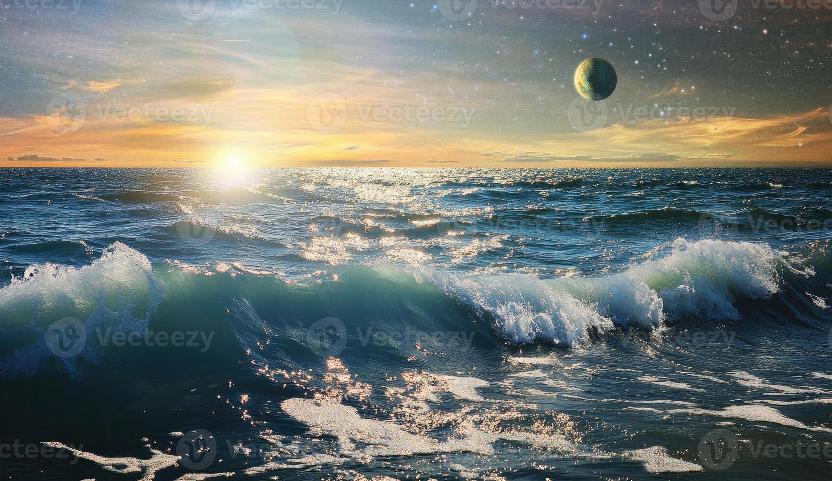 Alien ocean sunset photo