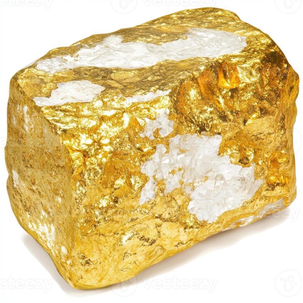 Raw gold nugget, irregular rectangular shape photo