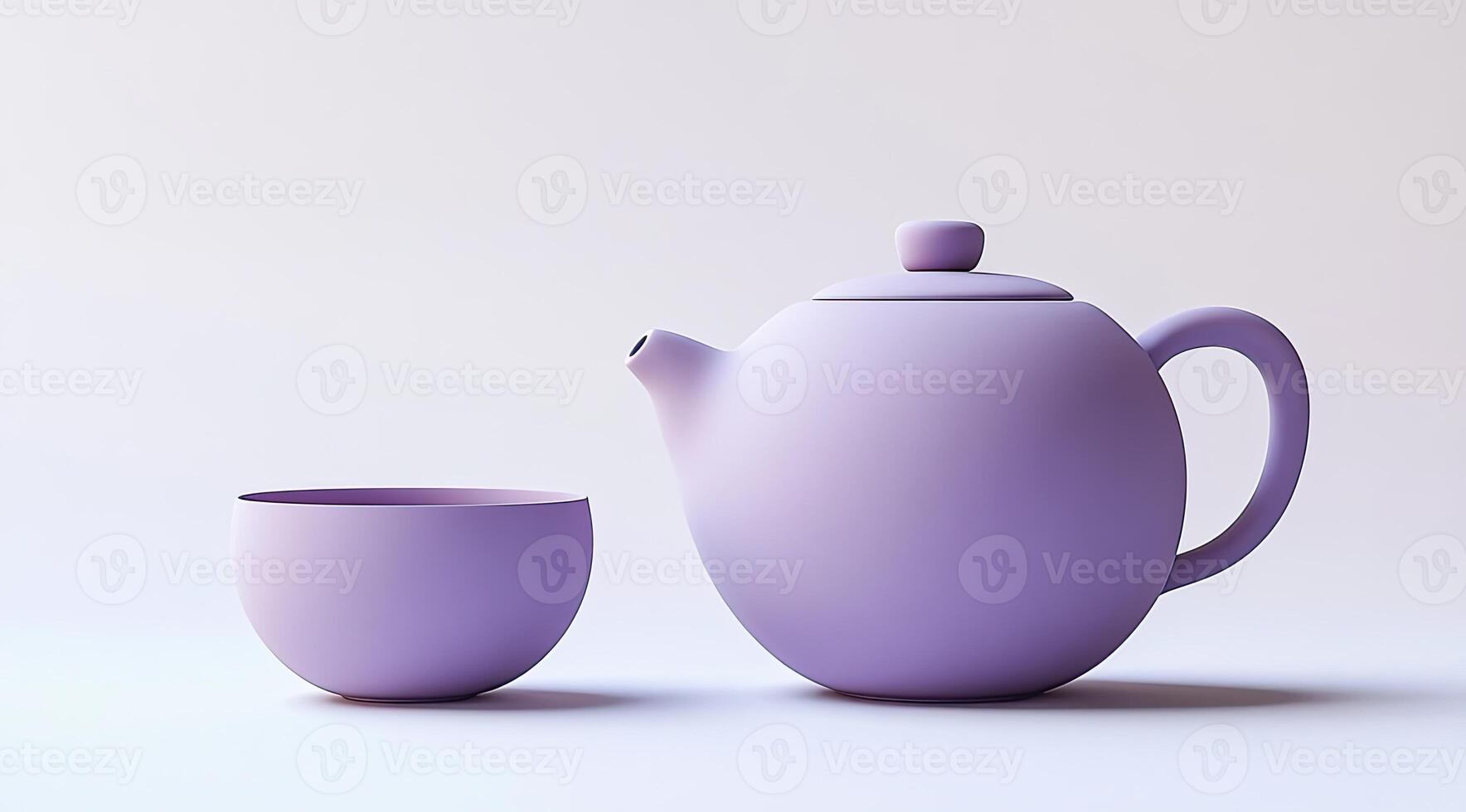 Lilac tea set on a white surface photo