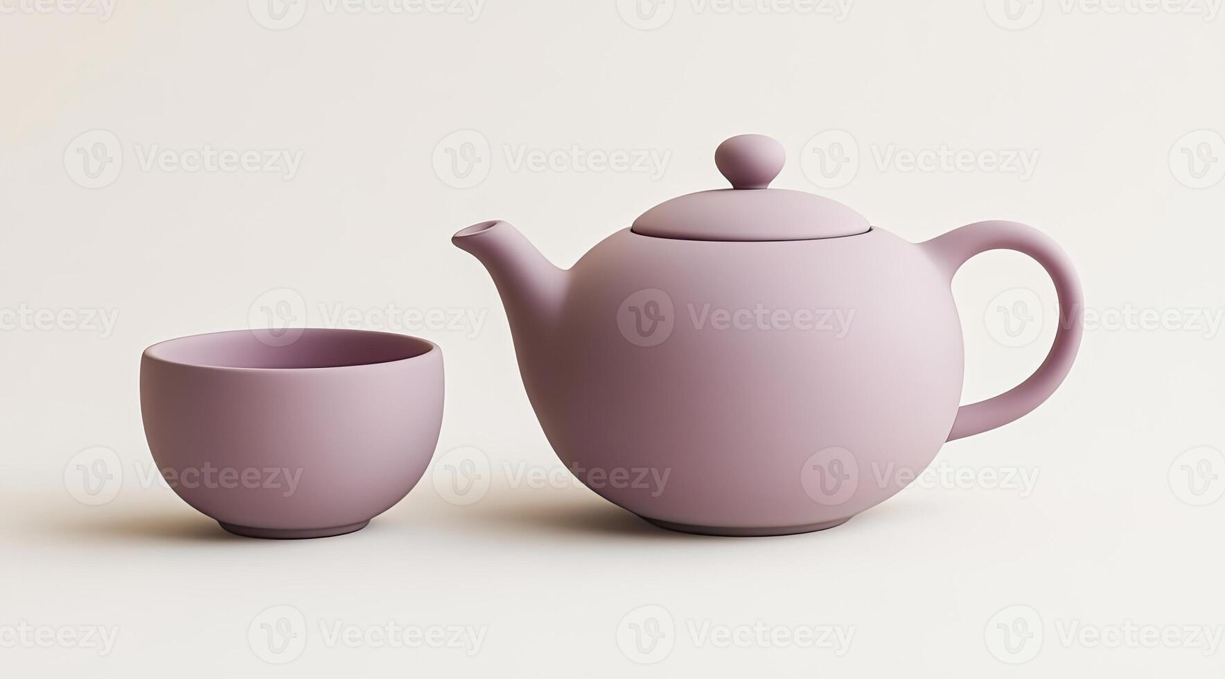Muted mauve teapot and cup photo