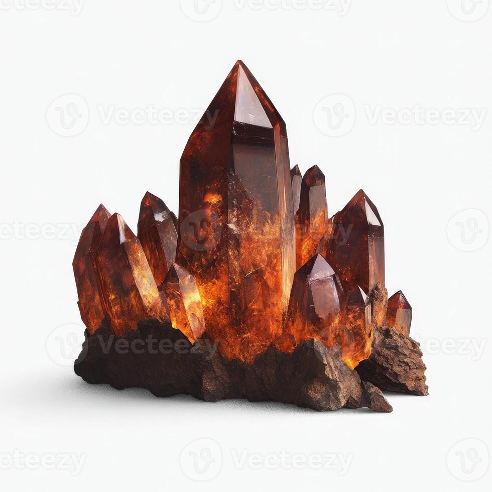 Fiery amber crystal cluster photo