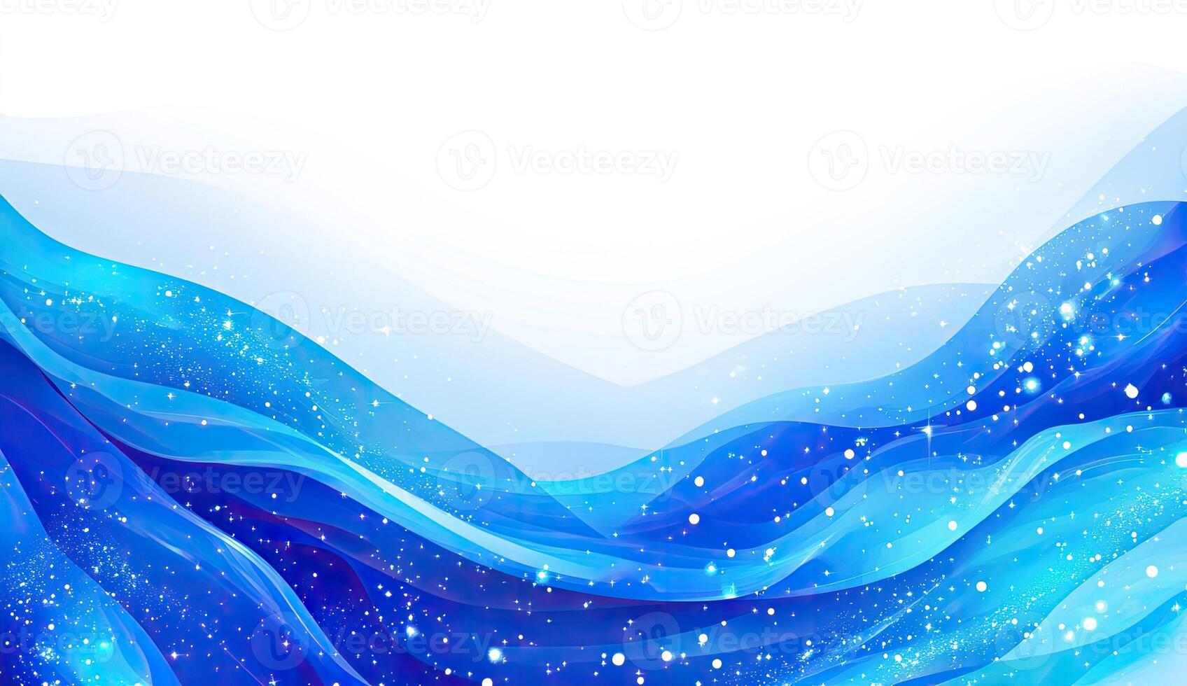 Abstract flowing blue waves with sparkles photo