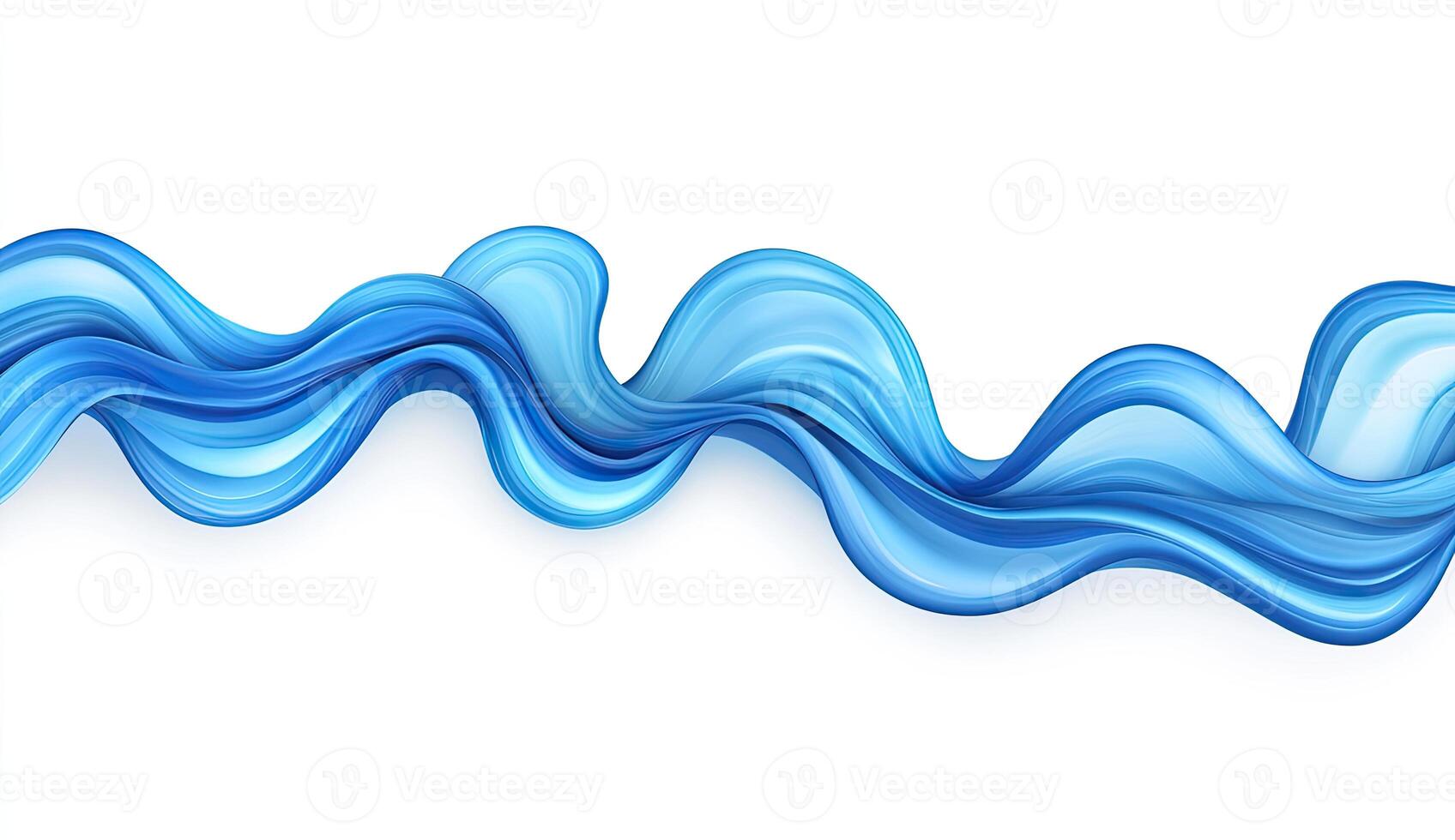 Fluid, flowing, abstract design. A dynamic ribbon of blue, textured, and smooth, against a white backdrop photo