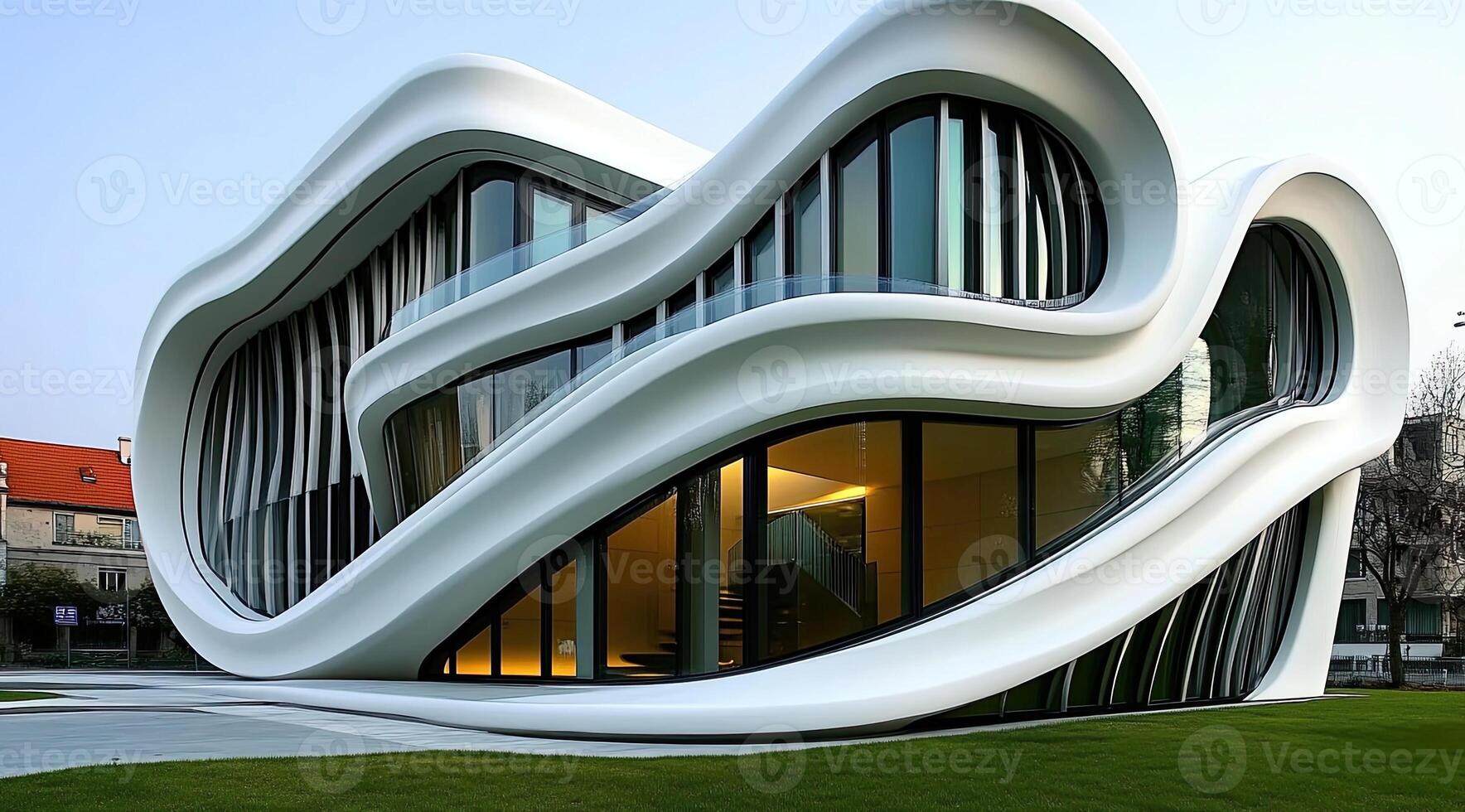 Curvilinear, modern building with flowing forms photo