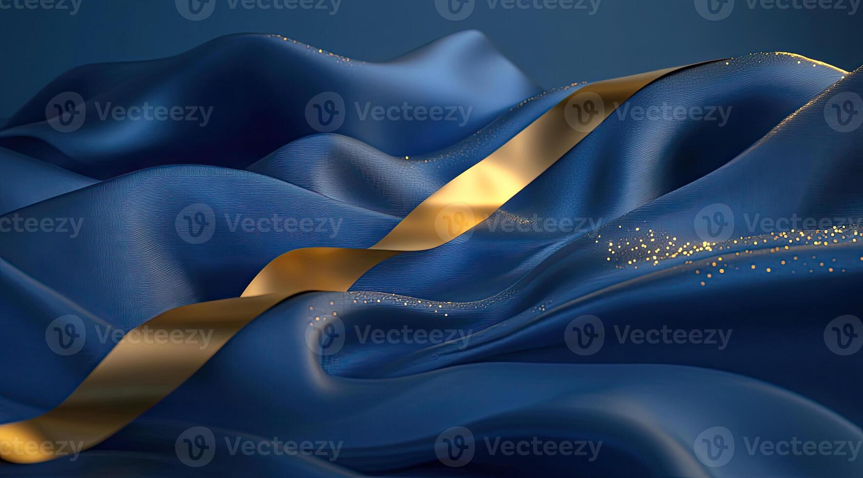 Fluid, opulent fabric draping with golden accents photo