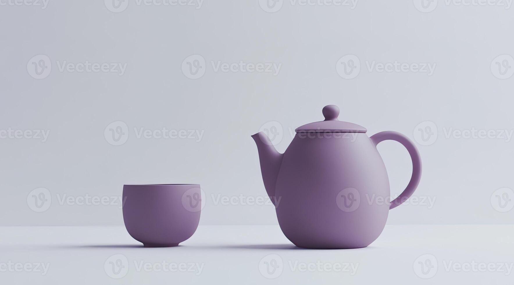Muted lavender teapot and cup photo