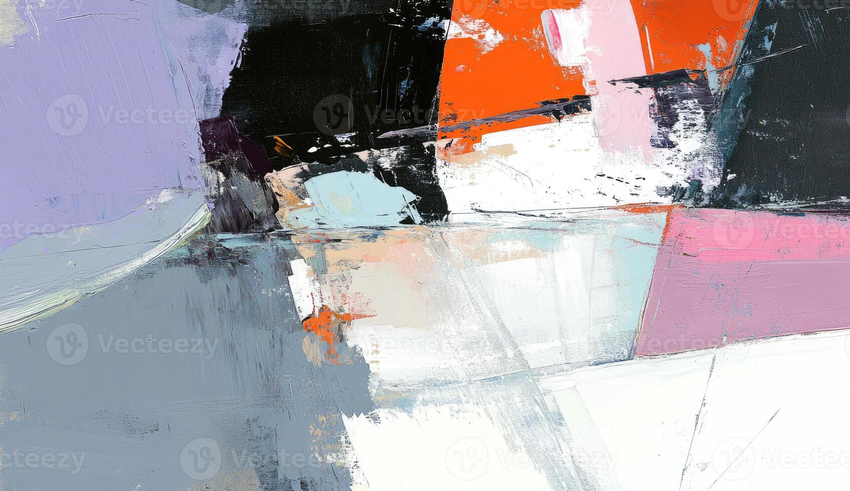 Abstract painting with vibrant color blocks and textured brushstrokes photo