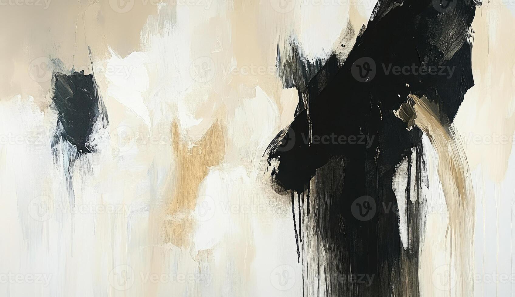 Abstract canvas with flowing forms of beige, cream, and black photo