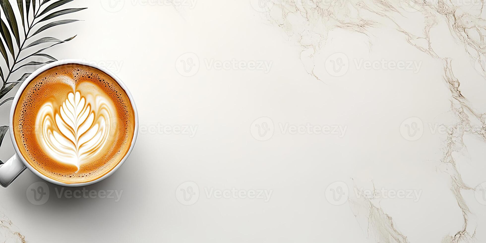 Latte art on a marble surface photo