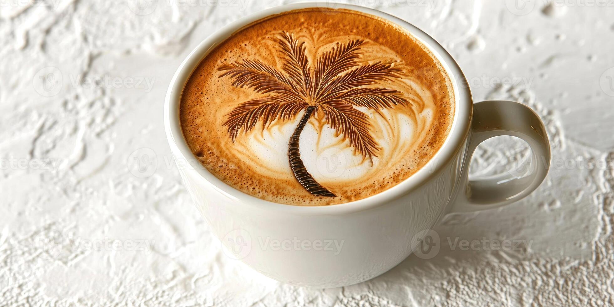 Latte art palm tree design photo