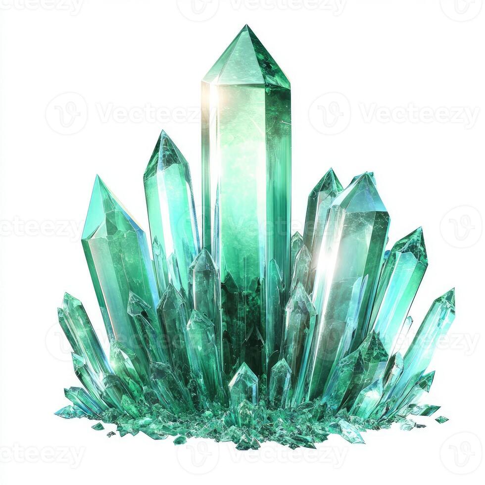 Emerald crystal cluster, radiant and sharp photo