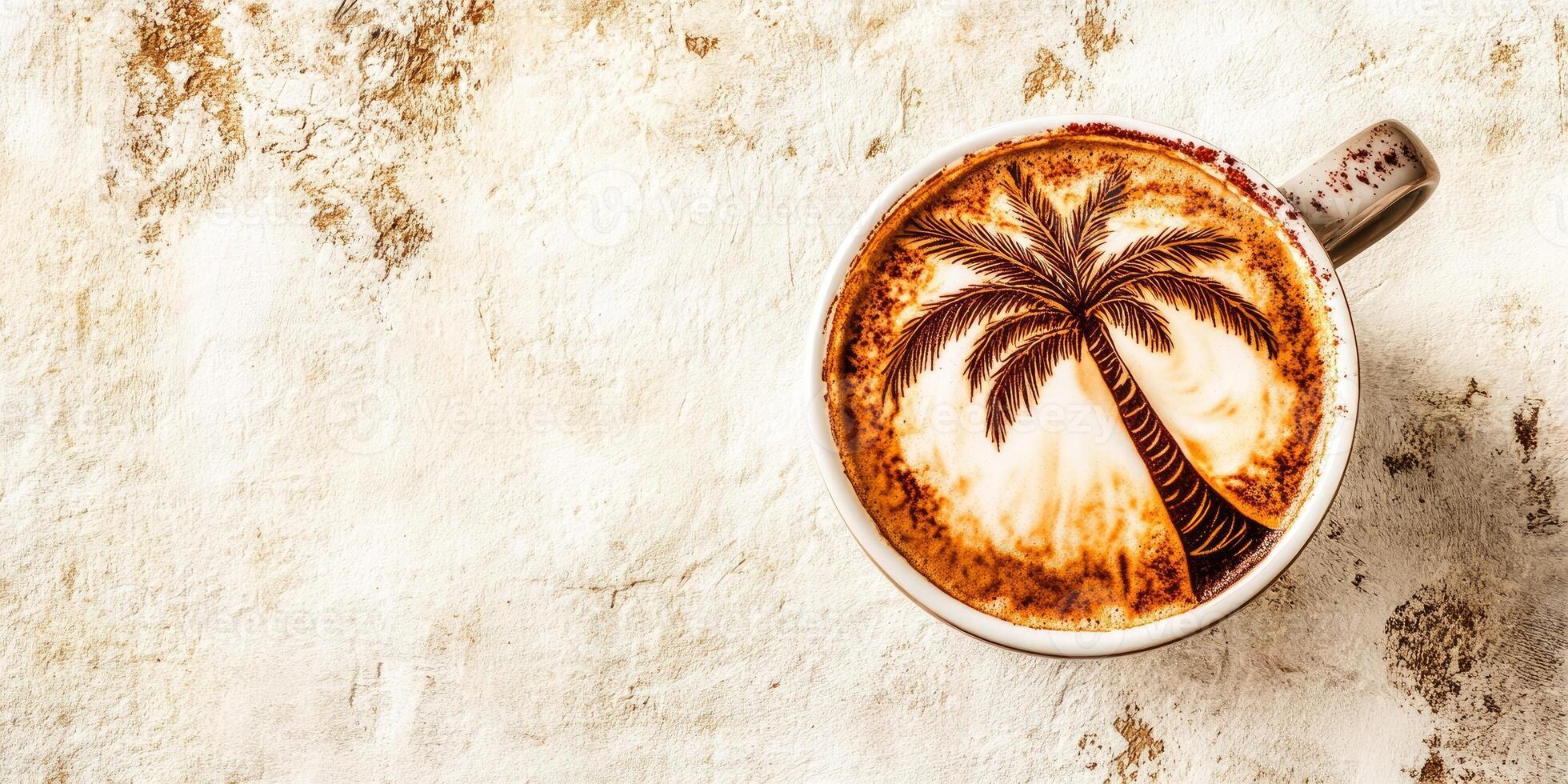 Latte Art Palm Tree photo