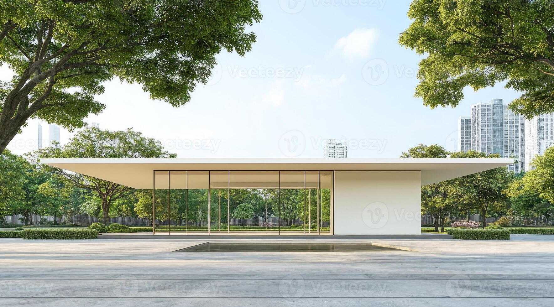 Modern pavilion in urban park photo