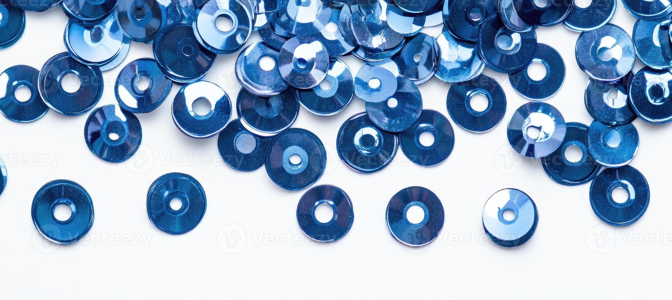 Scattered Cobalt Blue Circular Sequins photo
