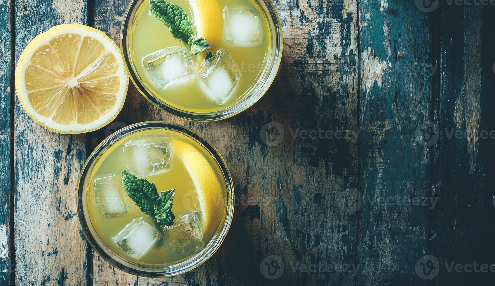 Refreshing iced lemon drinks photo