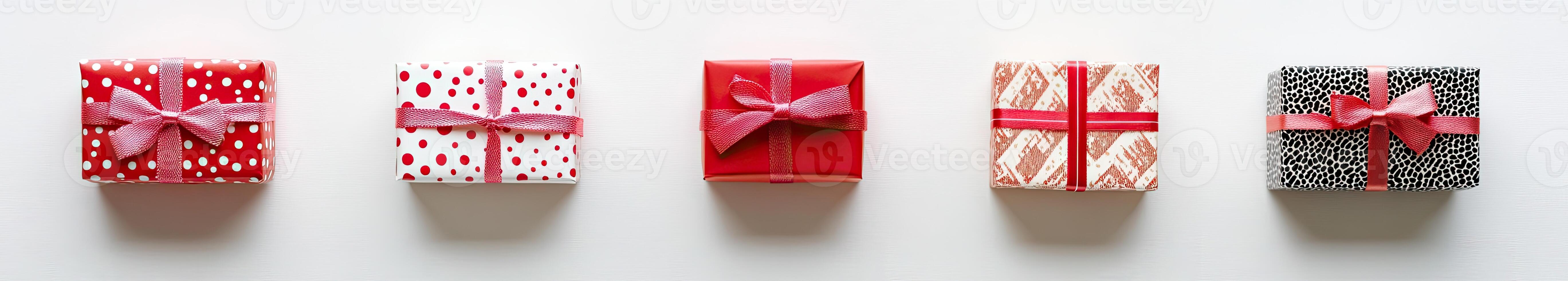 Wrapped Gifts in Various Patterns photo