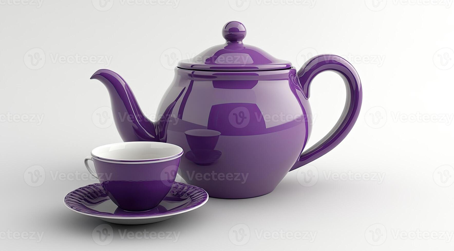 Purple tea set, elegant and glossy photo