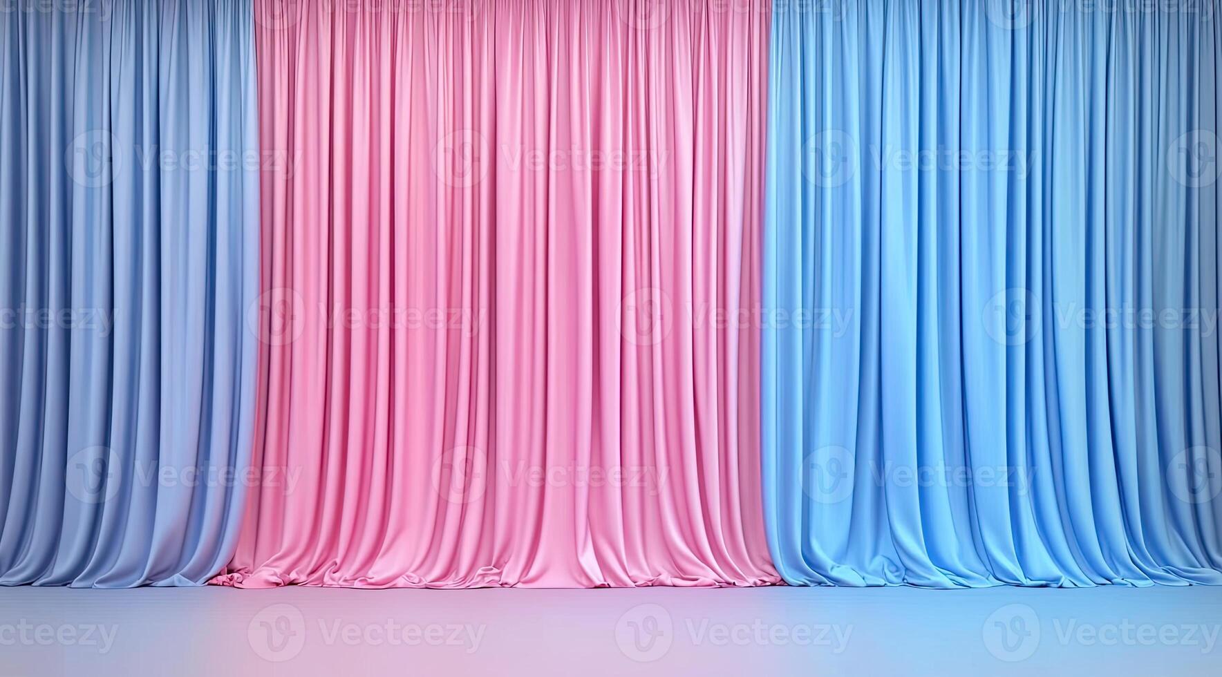 Soft pastel curtains in a split-color backdrop photo